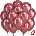 Bezente Metallic Red Latex Party Balloons - 100 Pack 12 inch Round Helium Chrome Red Balloons for Bachelorette Wedding Baby Shower Gender Reveal 1950s Party Decorations