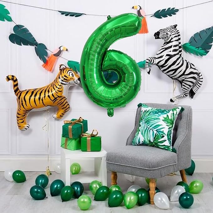 Number Balloons Green Party Balloon - Giant Number 6 Balloon, 40 Inch Large Balloon for St. Patrick's Day Games Theme Birthday Decoration, Girls Boys Party Supplies