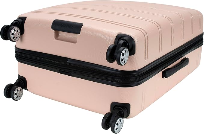 Rockland Melbourne Hardside Expandable Spinner Wheel Luggage, Checked Large 28", Champagne