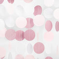 Rose-Gold Pink White Party Decorations - 52Ft Paper Garland Circle Dots Streamers Banner Girl Women Birthday Bridal Shower Wedding Bachelorette Engagement Graduation Hanging Decor Hongtongtong