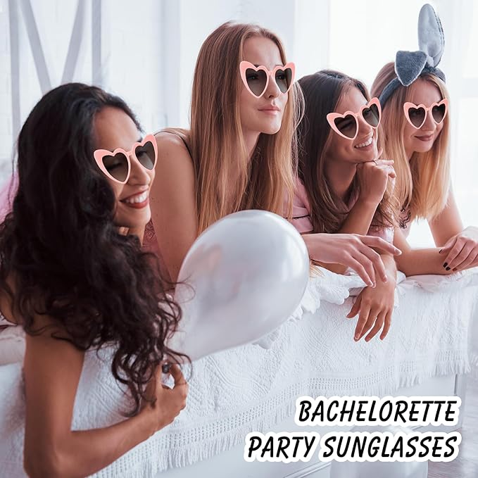 6 Pack Bachelorette Sunglasses Heart Shaped Sunglasses Vintage Heart Glasses for Women Wedding Party Decor