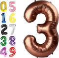 Coffee Brown Number Balloons, 40 Inch 3 Balloon for Birthday Party Decoration, Number 3 Ballon for 3, 13, 23, 30 Celebration, Boy and Girl Birthday, Wedding, Anniversary Decor