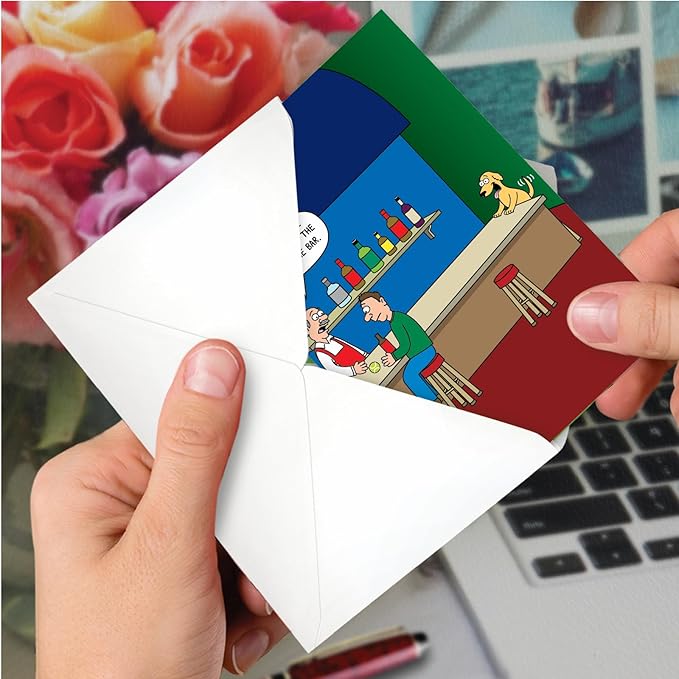 NobleWorks - 1 Funny Animal Card for Birthdays - Pet Cat and Dog Humor, Birthday Notecard with Envelope - Dog Customer C3672BDG