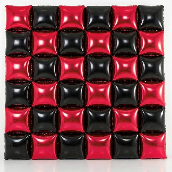 36PCS Square Foil Balloon Wall Backdrop,19 inch Double-Sided Metallic Balloons for Party,Wedding,Anniversary,Birthday,Graduation,Halloween,Shiny Balloon Decor (Black&Red)