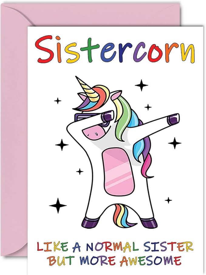 Stuff4 Birthday Cards for Sister - Sistercorn - Birthday Card from Brother or Step Sibling, Unicorn Birthday Card Gift, A5 Seasonal Sibling Funny Greeting Cards Gifts