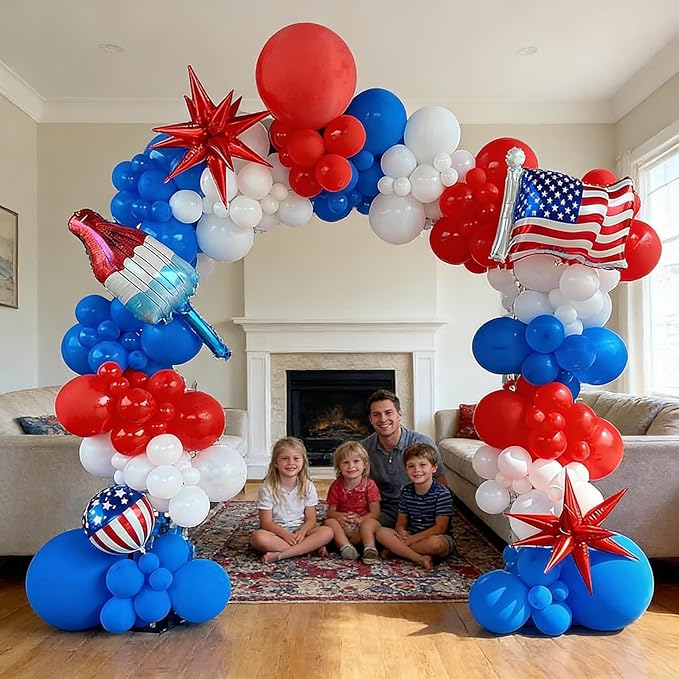 320 Pcs Red White and Blue 12 Inch Bulk Latex Balloons, for 4th of July Independence Day Patriotic Wedding Birthday Party Decorations