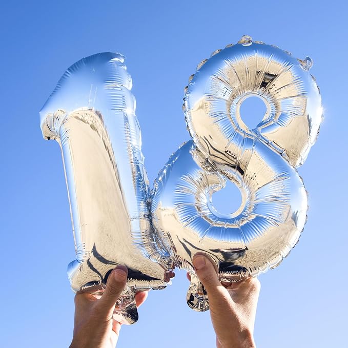 16" Silver 0-9 Number Balloons Foil Balloons Mylar Balloons for Party Decorations Party Supplies