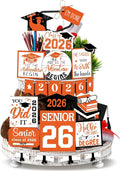 22 Pcs 2026 Graduation Tiered Tray Decor Sets Wooden Graduation Class of 2026 Table Decorations Senior 2026 Gown Diploma Farmhouse Signs for Home Shelf Party Office Desk(Orange)