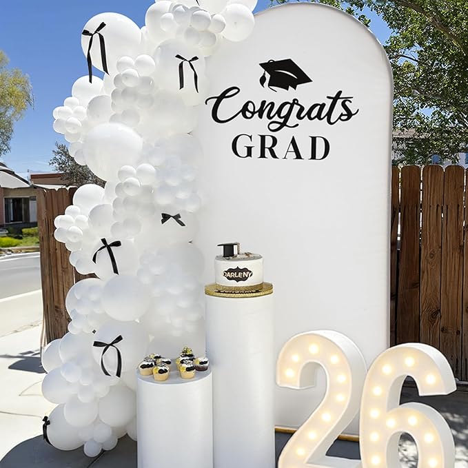 2026 Graduation Decorations - 6.6Ft DIY Balloon Arch with Bows Backdrop Kit - Class of 2026 Grad Photo Party Decor Supplies for College High School