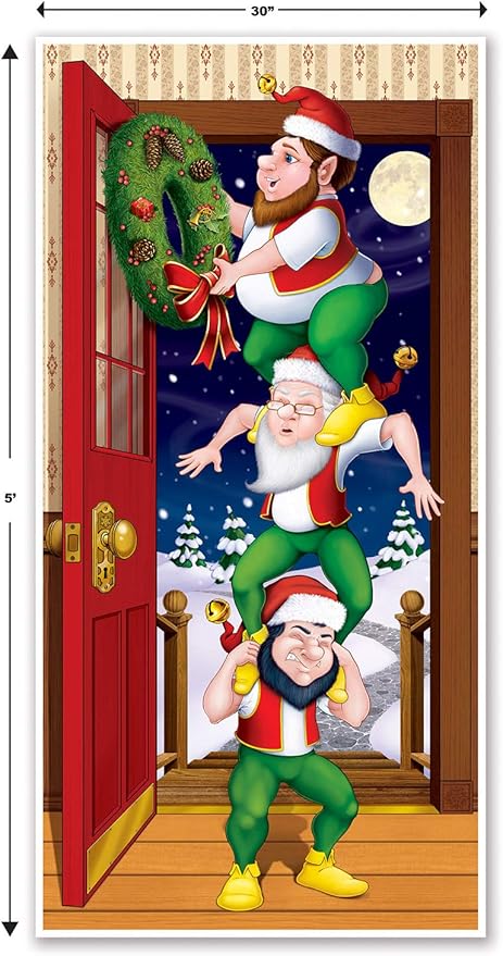Beistle Christmas Elves Door Cover