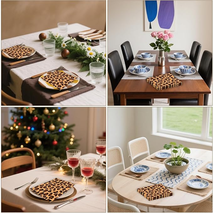 50PCS Leopard Party Napkins, Leopard Theme Birthday Napkins Disposable Cheetah Party Supplies for Parties Bridal Baby Shower Wedding Restaurant