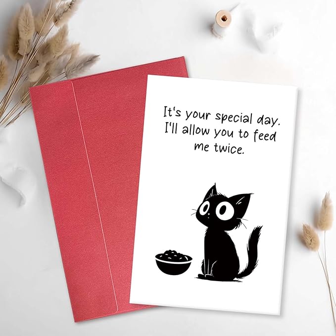 Cheeky Birthday Card from Cat, Funny Anniversary Card for Cat Lover, Humorous Special Day Gift for Woman Man