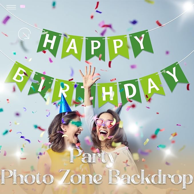 Happy Birthday Banner Green Happy Birthday Sign Birthday Decorations for Birthday Party Backdrop Wall Decor Green Birthdays Sign for Men Women Party Supplies