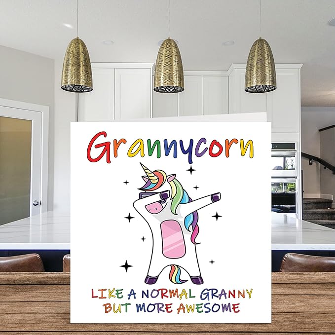 Stuff4 Birthday Cards for Grandma - Grannycorn - Grandma Mothers Day Card from Grandson Granddaughter, Happy Birthday Grandma, Gran Unicorn Birthday Card, 5.7 x 5.7 Inch Seasonal Funny Greeting Cards