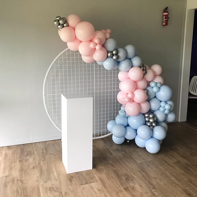140Pcs Gender Reveal Balloon Garland Arch Kit - Pink and Blue Balloons Silver Latex Balloon for Boy or Girl Gender Reveal Decorations Birthday Party Baby Shower Celebration Anniversary (No Box)