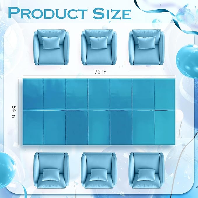 2 Pcs Lake Blue Foil Tablecloth 54 * 72inch Plastic Wedding Birthday Winter Party Turquoise Table Cloths Disposable Waterproof Aqua Table Cover for Graduation Anniversary Party Supplies