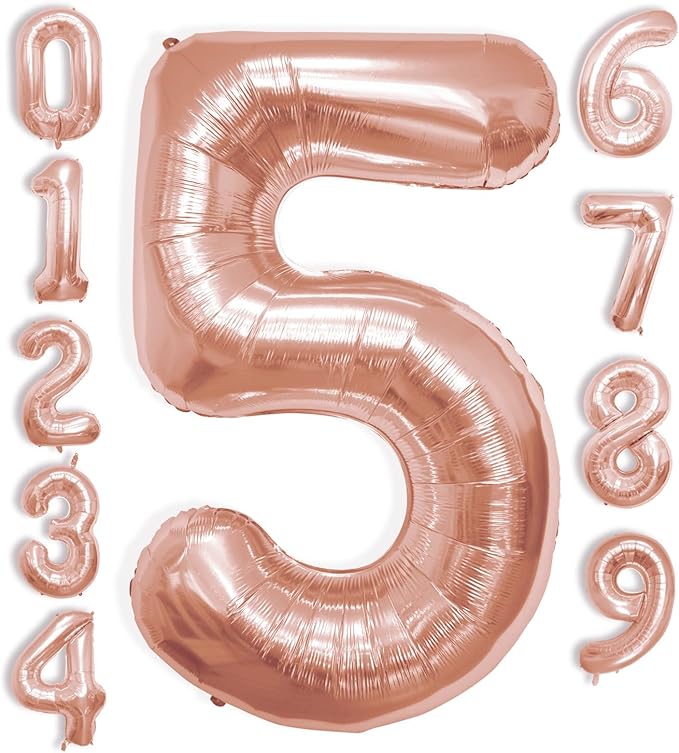 40 Inch Large Rose Gold Number Celebration and Decoration Balloon for Birthday Parties, Graduations, Anniversaries, Weddings, Photo Shoots, Special Events (Rose Gold Number 5)