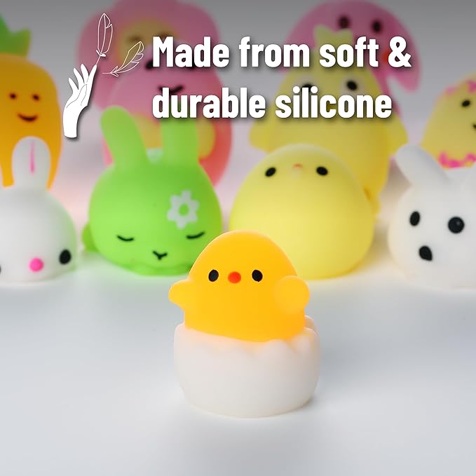 Mr. Pen- Easter Squishy Toys for Kids, 12 Pack, Washable Twistable Stretchy Squishies, Soft Stress Relief Sensory Toys for Squeezing, Easter Egg Fillers, Party Favors & Classroom Rewards
