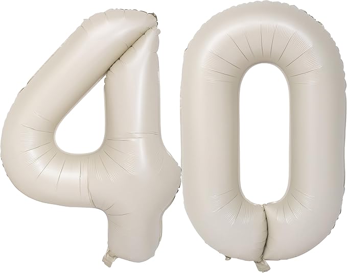 40 In Cream white Number Balloons Helium Foil Mylar Balloon Birthday Party banquet Decoration Digital 40