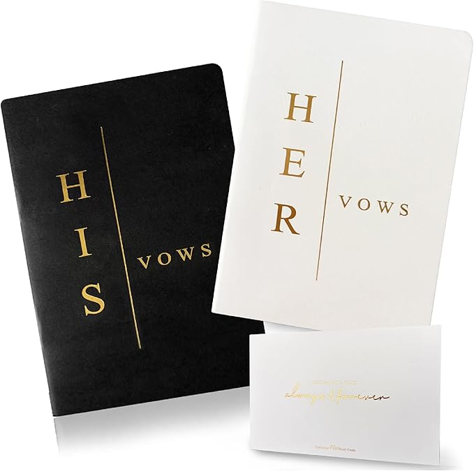 Vow Books His and Hers, Wedding Vow Books with Soft Touch Gold Foil Engraving, Wedding Essentials, Wedding Accessories