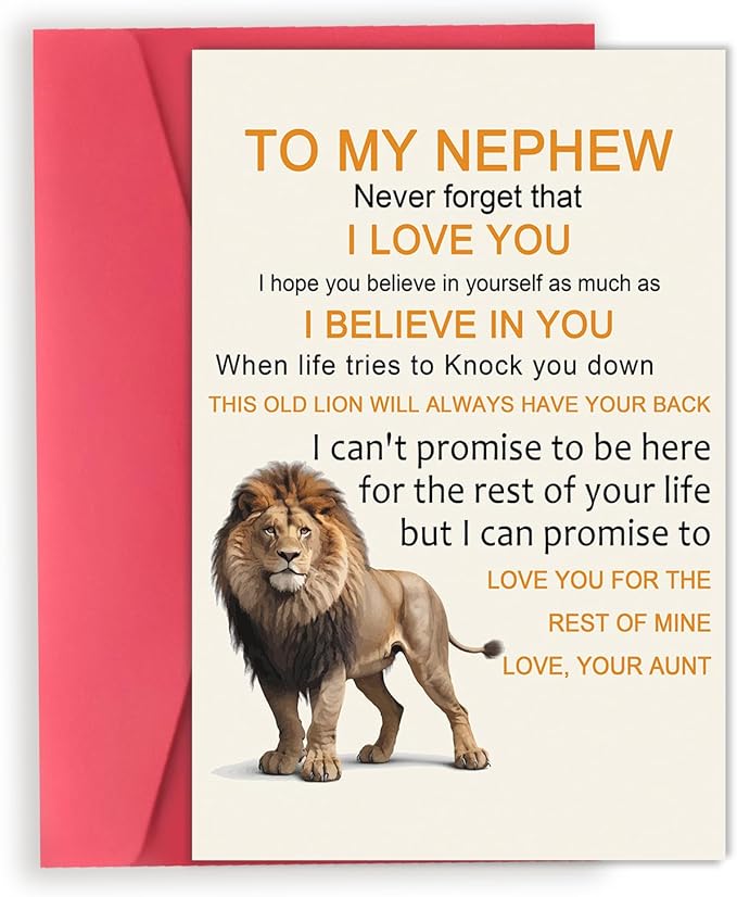 OJsensai Cute Birthday Card for Nephew, Best Gifts from Auntie, Happy Birthday for Nephew from Aunt