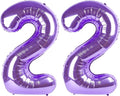 40 Inch Purple Number 22 Digital Balloon,Jumbo Mylar Foil Helium Balloon for 22 Balloons for Birthday Party,Wedding Anniversary Party Decorations