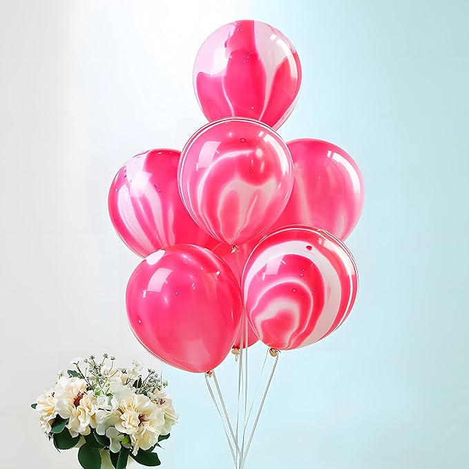 Red Tie Dye Balloons 30PCS 12 Inch Agate Marble Latex Swirl Balloons For Tie Dye Birthday Party Supplies,Candyland,Bachelorette,Fun Hippie Party Decorations