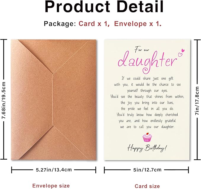 Cute Birthday Cards from Mom and Dad to Daughter, Sweet Poems from Proud Parents to Their Adult Daughters, You Are Our Daughter, (Cherished Forever) with Envelope