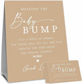 Baby Shower Measure The Baby Bump, Brown Measure Mommy's Belly Game Set - 1 Self-Standing Sign And 50 Tickets - Gender Reveal, Baby Shower, Baby Announcement Activity & Party Favor Supplies - A08