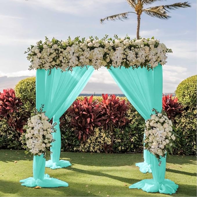 Wedding Arch Draping Fabric 30'' x 18FT Sheer Chiffon Arch Drape Backdrop 1 Panel Teal Drape for Easter Bridal Shower Baby Shower Photo Booth Church Decor Birthday Party Outdoor Decoration