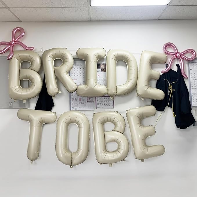40 Inch Beige BRIDE TO BE Foil Balloons, Gaint Cream Bride Balloon Bachelorette Party Decorations, Large Ivory BRIDE TO BE Mylar Balloon Letter Banner for Engagement Bridal Shower Sign Hen Party Decor