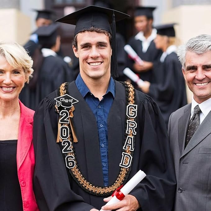 Hotop 2026 Graduation Leis Class of 2026 Grad Ribbon Money Lei Handmade Double Braided Necklace for Graduation Gifts Supplies
