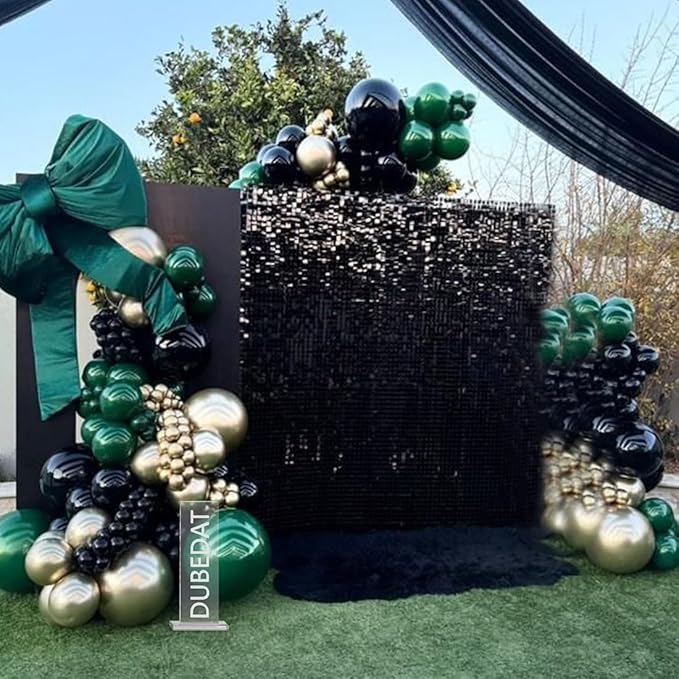 Emerald Green Black Gold Balloon Garland,144Pcs Forest Dark Green Black Gold Balloon Arch Kit for Graduation Baby Shower Jungle Birthday Spring Party Decorations