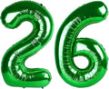 40 Inch Green Mylar Foil Number 26 62 Birthday Balloon, 26 Boy Girl Party Decorations Supplies, Big Helium Balloons Numbers for 26 62 Men Women Anniversary