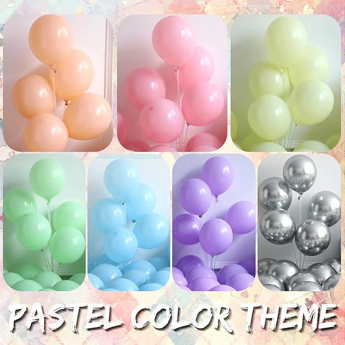 Fairy Wonderland Balloon Arch Kit,163Pcs Pastel Rainbow Balloon Garland with Iridescent Butterfly,Mushroom,Chessboard Foil Balloons for Alice Princess Birthday Onederland Garden Tea Party Decorations