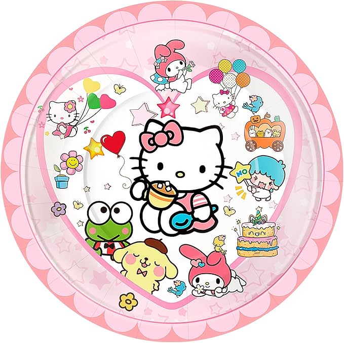 41 pcs Pink Cat Party Decoration Hello Cat Pink Kite Including 1pc Tablecover 20 pcs 7 inches Plates and 20 pcs 6.5 inches Napkins Cat Theme Birthday Party Decoration Favor Sets (41pcs light pink)