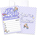 CLIRBE Let's Roll Birthday Party Invitations, Purple Birthday Invitations For Brother Bro Teen Boys Girls, 20 Invites Cards With 20 Envelopes, Party Supplies Favors -H08
