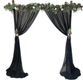 EHLDekol Sheer Chiffon Backdrop Curtains 10ft x 10ft (5ft x 2Panels)，Chiffon Fabric Drapes for Wedding, Long Sheer Curtain for Living Room, Arch Party Stage Decoration (Black, 120 x 120 Inch)