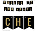 Andaz Press Faux Gold Glitter on Black Birthday Party Banner Decorations, Cheers to 100 Years, Approx 5-Feet, 1-Set, 100th Birthday Milestone Colored Hanging Pennant Decor