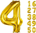 40 Inch Number Balloons 4 Gold Big Giant Jumbo Number Foil Mylar Balloons for 4th Birthday Party Supplies Anniversary Events Decorations (Gold-4)