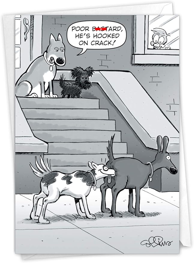 NobleWorks - Funny Birthday Paper Card with 5 x 7 Inch Envelope (1 Card) Bday Hooked on Crack 7902Z