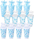 12 Pcs Bow Cups with Lids and Straws and Straw Caps 24 oz Reusable Drinking Cups Bulk for Birthday Wedding Baby Shower Bridal Shower Party Favors