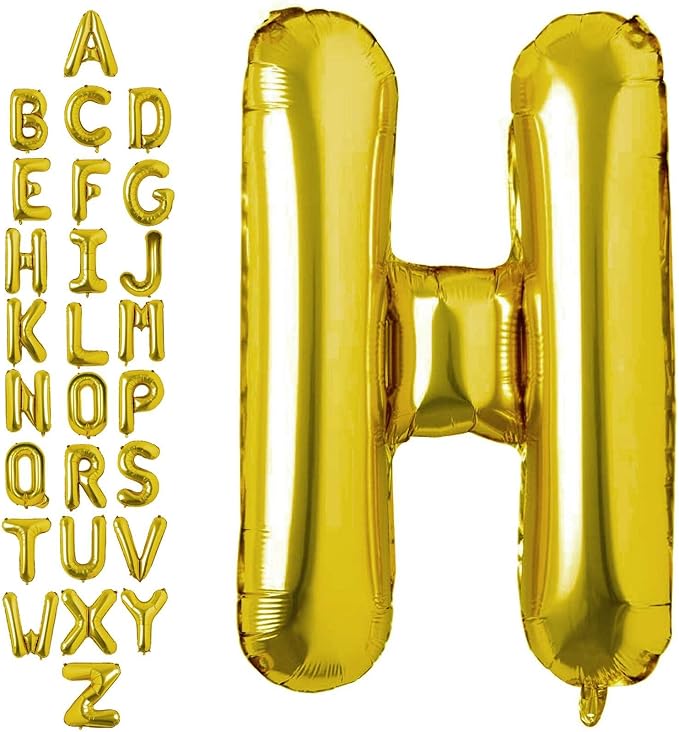 40 Inch Gold Letter H Balloons, DIY Phrase Foil Alphabet Letter H Balloons DIY Word H Banner for Birthday Anniversary Celebration Graduation Party Supplies Decoration