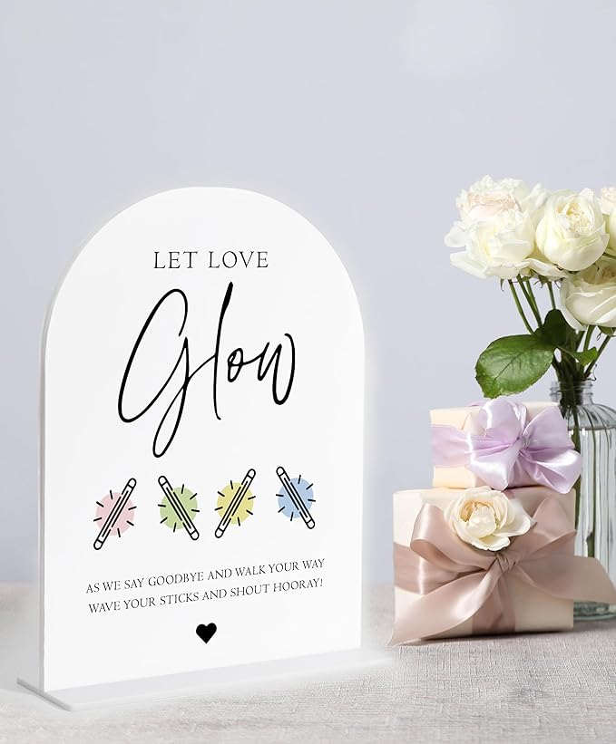 Let Love Glow Sign Wedding, White Arch Acrylic Sign, Wedding Dance Floor Props, Bridal Shower Decor, Engagement Party Decor, Centerpiece Table Decorations Party for Bride and Groom-16
