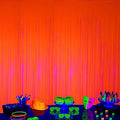 2 Pack Foil Fringe Backdrop - Fluorescent Orange Shiny Tinsel Curtains for Party Decoration/Photo Booth Props - 3.3x6.6 FT Metallic Foil Backdrop for Birthday, Wedding, Graduation, Christmas
