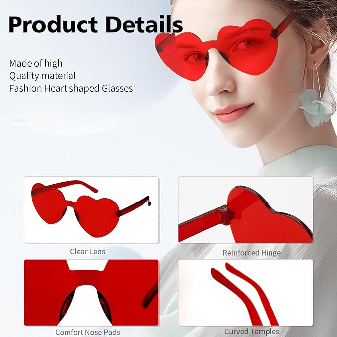 Heart Sunglasses Heart Shaped Glasses Bulk Valentines Halloween Bachelorette Party Decorations Glasses Women Men