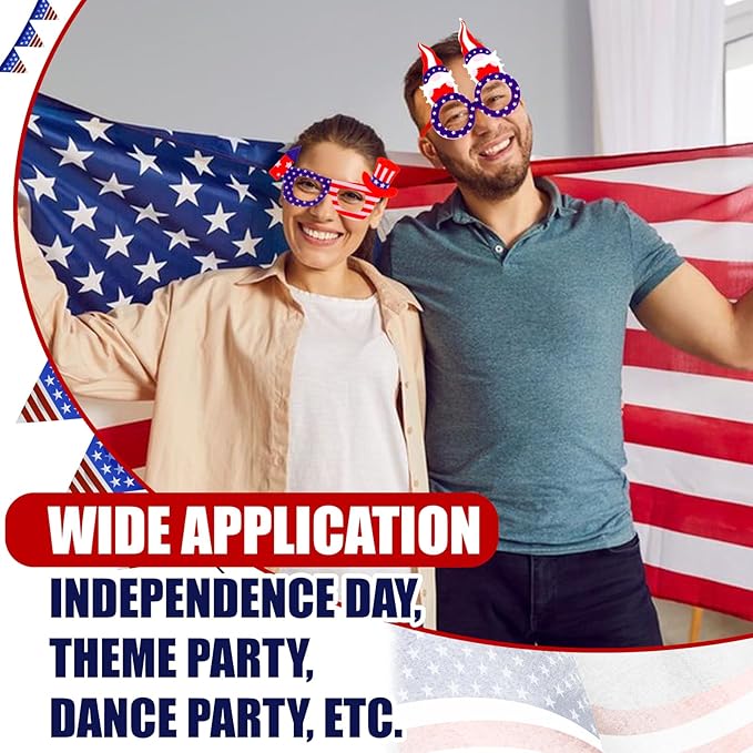 Wecoe 12pcs Independence Day Eyeglasses Eyewear Memorial Day Patriotic Celebrations Party Favors Supplies Decorations