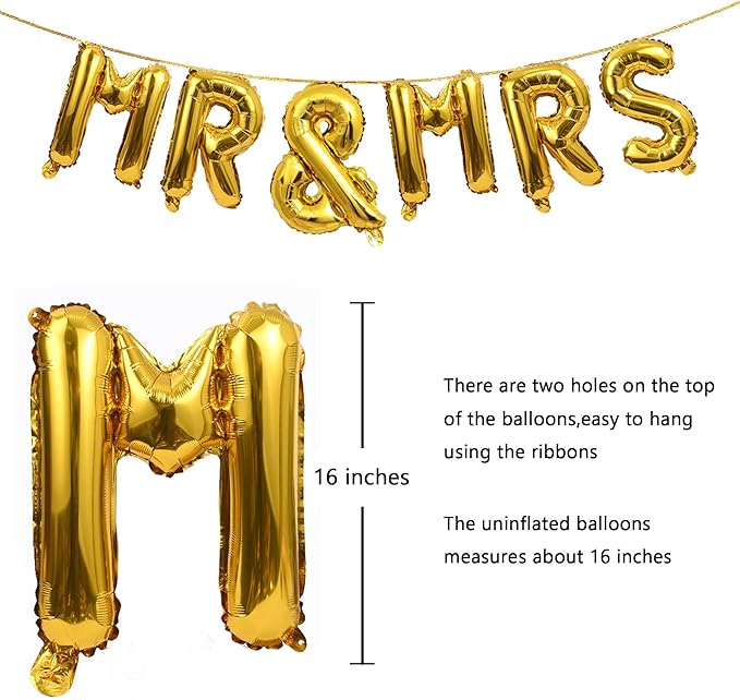 SHUNTAI Engagement Party Decorations Soon To Be Mr & Mrs Balloon Banner Heart Balloons Huge Ring Balloons Gold Wedding Rehearsal Bridal Shower Bachelorette Party Sign Decor Supplies