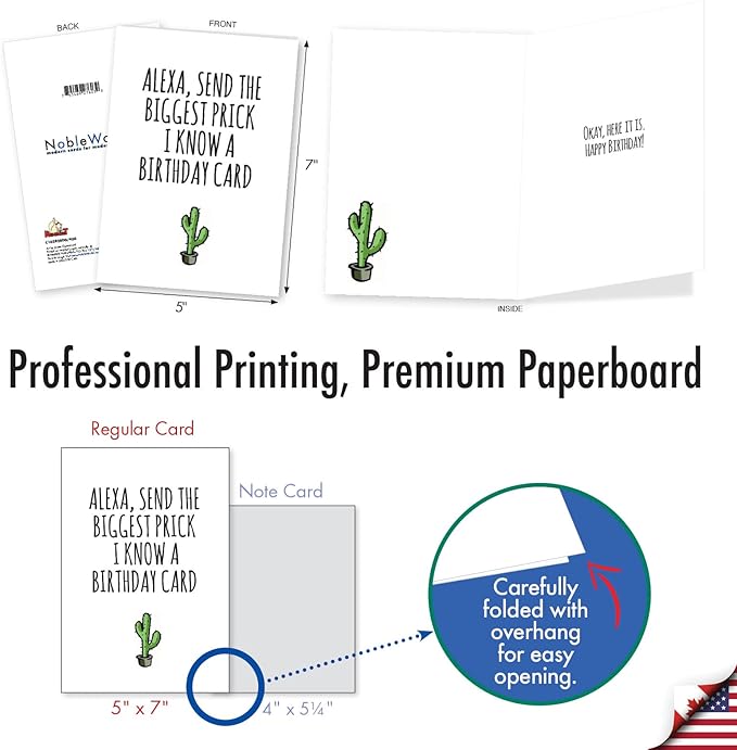 NobleWorks Hilarious Birthday Greeting Card with 5 x 7 Inch Envelope (1 Card) BdayBiggest Prick C10282BDG