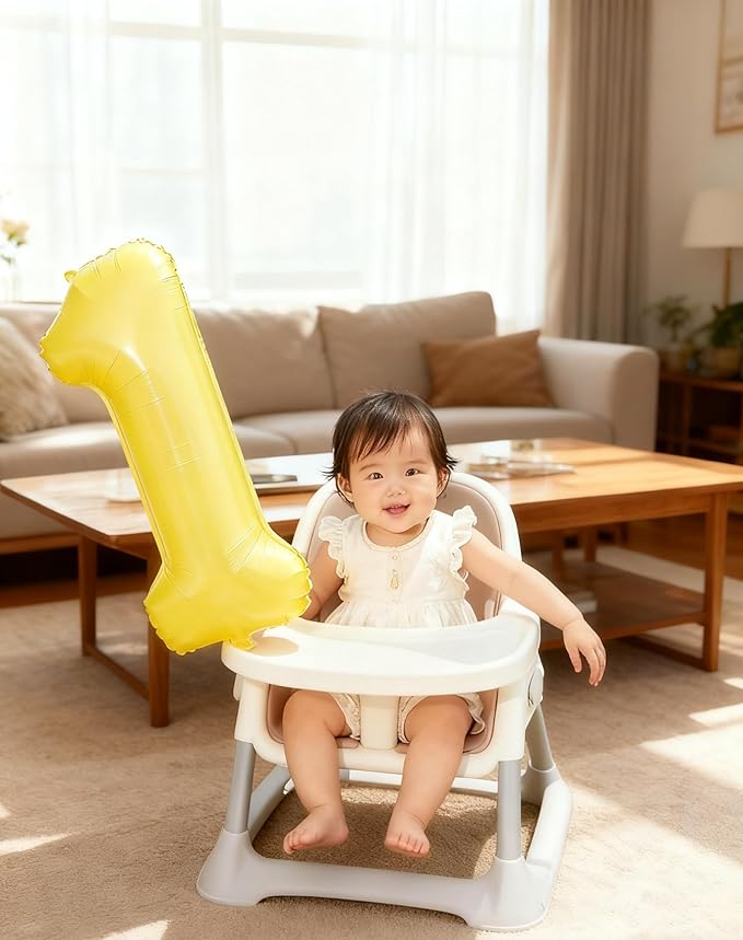 Yellow Number 1 Balloon 40 inch, Number 1 Birthday Balloons for Boy Girl, Yellow Foil One Balloon for 1st 10 11 12 16 18 Birthday Party, Anniversary Celebration Number Balloons Decorations